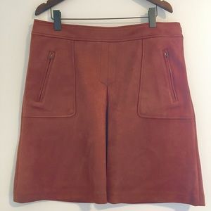 LOFT Rust Colored Soft Faux Vegan Suede Skirt
